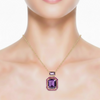 Emerald-Cut Amethyst&Rhodolite Pendant Halo in Yellow Gold