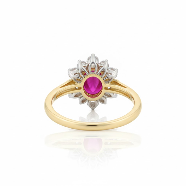 Oval Ruby Solitaire with Graduated Diamond Accents