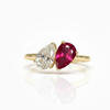 Pear-Cut Lab Grown Ruby and Diamond Duo Ring
