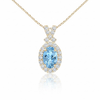 Oval Blue Topaz and Diamond Crisscross Pendant