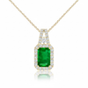 Emerald-Cut Emerald Halo Pendantwith Diamond