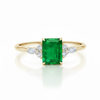 Emerald-Cut Emerald Solitaire with Marquise and Round Lab Grown Diamond Accents