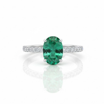 Classic Oval Emerald with Brilliant Pavé Accents Lab Grown