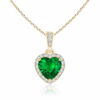 Heart-Cut Emerald Halo Pendant with Diamond Accents