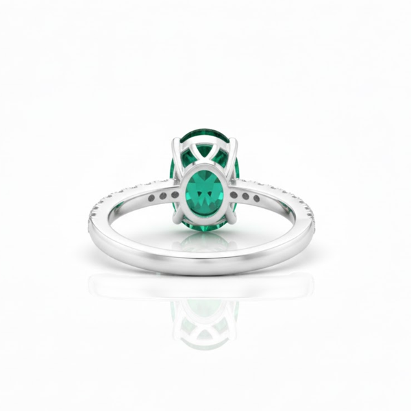 Classic Oval Emerald with Brilliant Pavé Accents Lab Grown