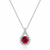 Round-Cut Ruby Teardrop Halo Pendant with Diamond-Set Open Bale