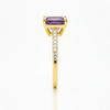 Radiant-Cut Amethyst Ring onGold with Diamond Shoulders