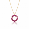 Geometric Ruby Circle Pendant in 18K Yellow Gold
