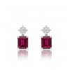 Cushion-Cut Ruby Drop Earrings with Diamond Cluster Accents