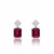 Cushion-Cut Ruby Drop Earrings with Diamond Cluster Accents