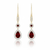 Round and Pear Ruby Tiered Drop Earrings with Diamond Halo