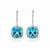 Cushion Blue Topaz Drops with Shimmering Diamond Frames