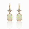 Oval-Cut Opal Drop Earrings with Diamond Cluster Accents