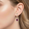 Oval-Cut Ruby Halo Drop Earrings with Diamond-Set Leverbacks