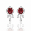 Oval-Cut Ruby Chandelier Earrings with Radiant Diamond Fringe