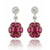 Oval-Cut Ruby Cluster Drop Earrings with Lab Grown Diamond Halo Accents
