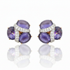 Amethyst Concentric Circle with Diamond Stud earrings