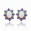 Amaryllis Scalloped Natural Opal with Pear - Cut Blue Sapphire
