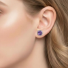 Cushion-Cut Amethyst Stud earrings with Diamond Halo