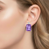 Classic Claw-Set Radiant - Cut Amethyst Solitaire earrings