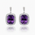 Cushion Amethyst Leverback earrings with Diamond Halo