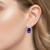Cushion Amethyst Leverback earrings with Diamond Halo