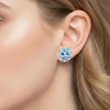 Round -Cut Blue Topaz Drop Earrings with Diamond Accents