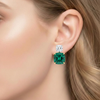 Cushion-Cut Emerald Drop Earrings with Brilliant Cushion Diamond Tops