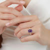 Cushion cutAmethyst Ring With Trio Diamond Accents