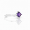 Princess-Cut Amethyst Solitaire on Polished White Gold Band