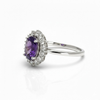 Classic Oval Amethyst Halo Ring with Diamond Accents