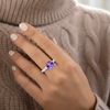 Cushion-Cut Amethyst Solitaire with Diamond Pavé Band