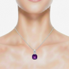 Cushion-Cut Amethyst Solitaire Pendant in Diamond-Set Infinity Bale