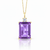 Emerald-Cut Amethyst Solitaire Pendant in 14K Yellow Gold with Diamond Accent