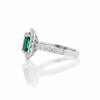 Classic Cushion Emerald Halo Ring with Lab Grown Diamond Accents