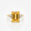 Emerald-Cut Citrine and Diamond Three-Stone Ring