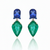 Pear-Cut Emerald Drop Earrings with Pear-Cut Blue Sapphire Tops