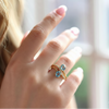 Two-Stone Oval Blue Topaz Bypass Ring in 14K Yellow Gold with Pavé Diamonds