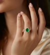 Cushion-Cut Emerald Split-Shank Ring with Lab Grown Diamond Halo