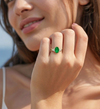 Oval Emerald and Trio Lab Grown Diamond Split-Shank Solitaire