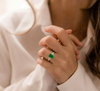 Emerald-Cut Emerald Solitaire with Marquise and Round Lab Grown Diamond Accents