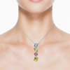 Pastel Mixed-Cut Gemstone Vertical Bar Pendent