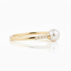 Two-Stone Pearl Open Bypass Ring with Pavé Diamonds