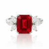 The Emerald-Cut Lab Grown Ruby with Lab-Grown Diamond Clusters