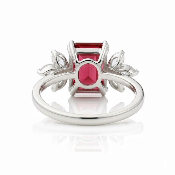 The Emerald-Cut Lab Grown Ruby with Lab-Grown Diamond Clusters