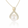 Freshwater Pearl Pendant with Pavé Diamond Infinity Crossover
