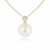 Freshwater Pearl Solitaire Pendant in 14K Yellow Gold with Bezel-Set Diamond