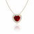 Heart-Cut Ruby Halo Pendant in 14K Yellow Gold with Diamond Accents