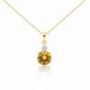 Round Citrine and Glistening Diamond Accent Pendant