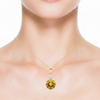 Round Citrine and Glistening Diamond Accent Pendant